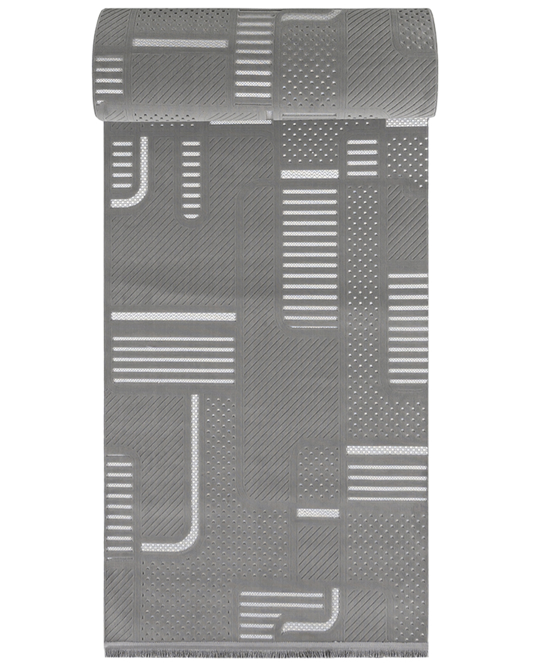 Tapis Moderne à Franges - Sora Vaga Grafite - gris, graphite