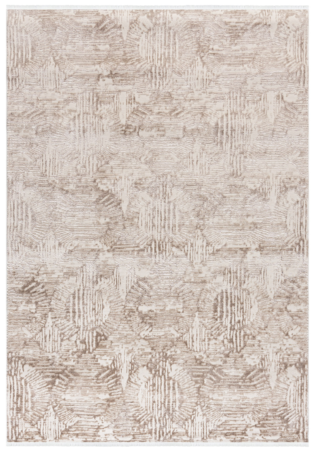 Tapis moderne - Sicilia Crema FR - beige, crème avec frange