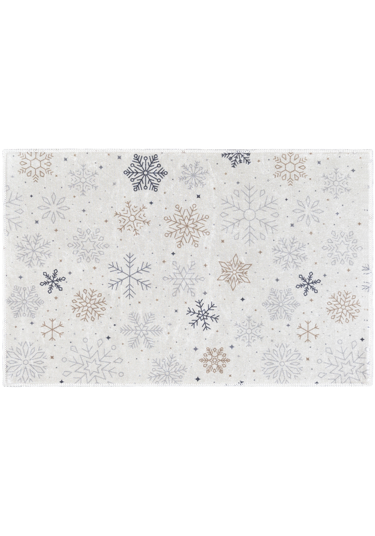 Tapis de Noël, tapis flocon de neige - paillasson de Noël XMAS SNOWFLAKE, blanc, écru