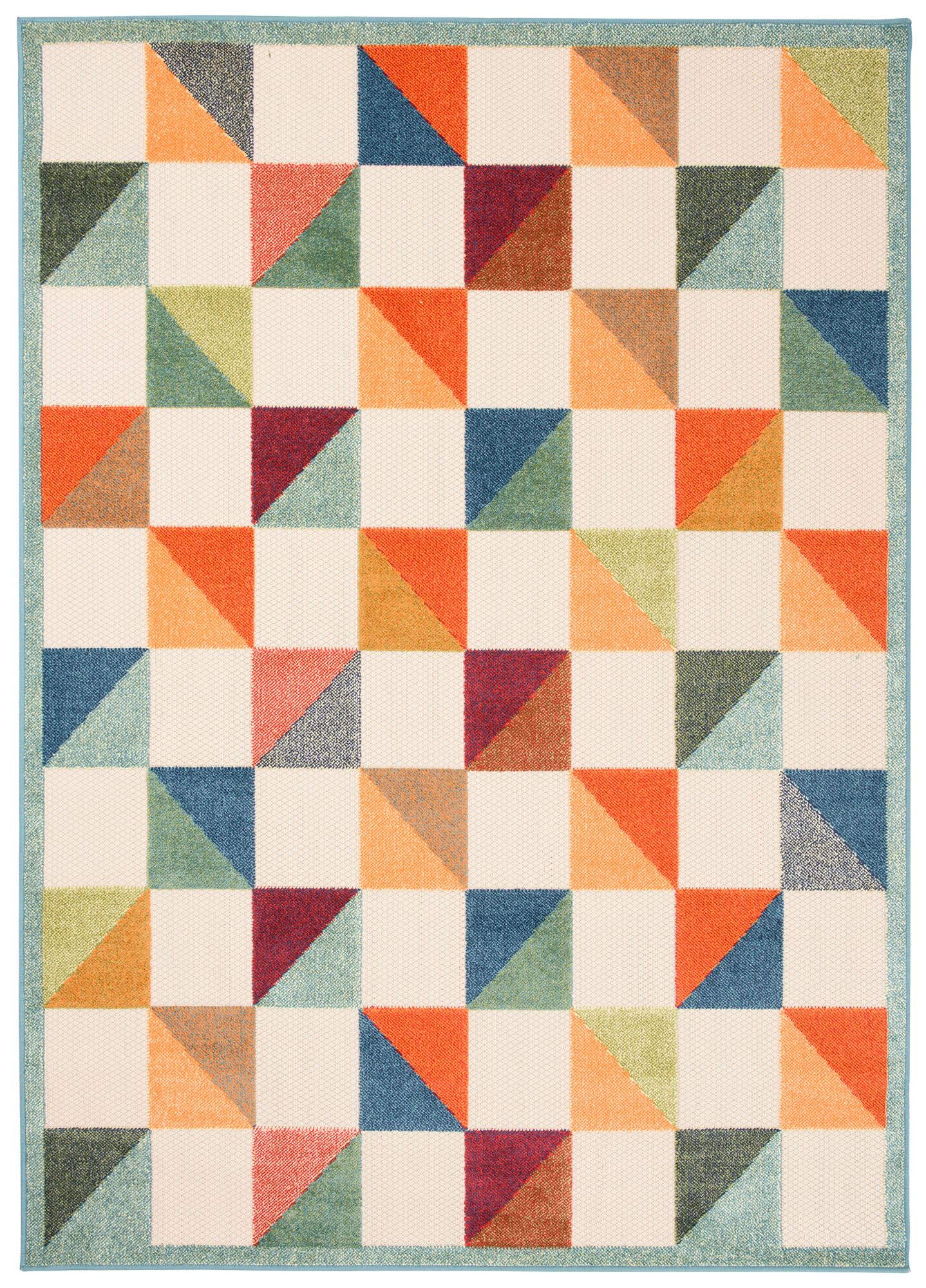 Tapis plat d'intérieur/extérieur Aventura Motif géométrique, rayures ED53A crème - coloré, imperméable, sur la terrasse, le balcon