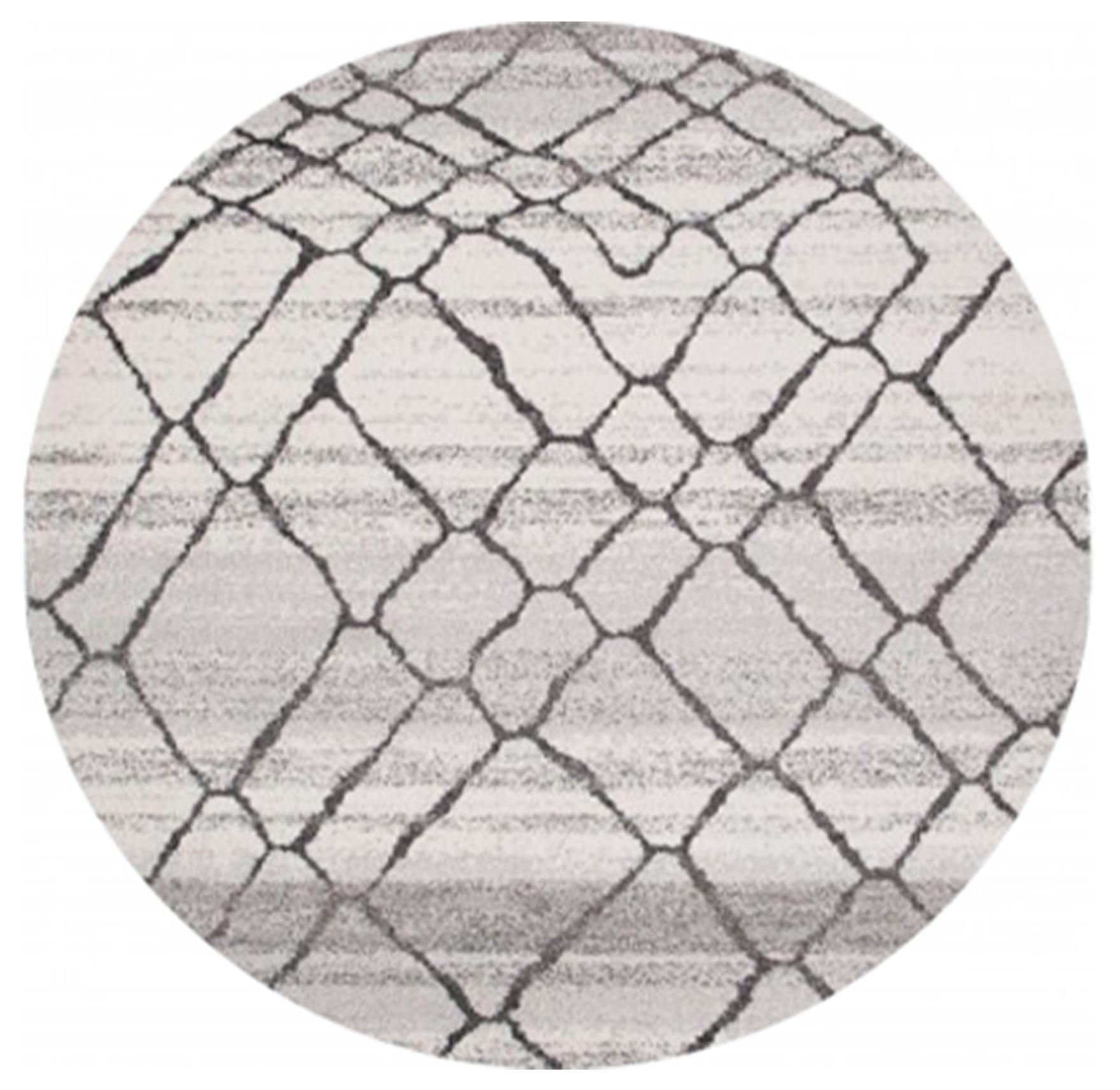 Sari moderne Tapis circulaire géométrique H072B BLANC - gris clair