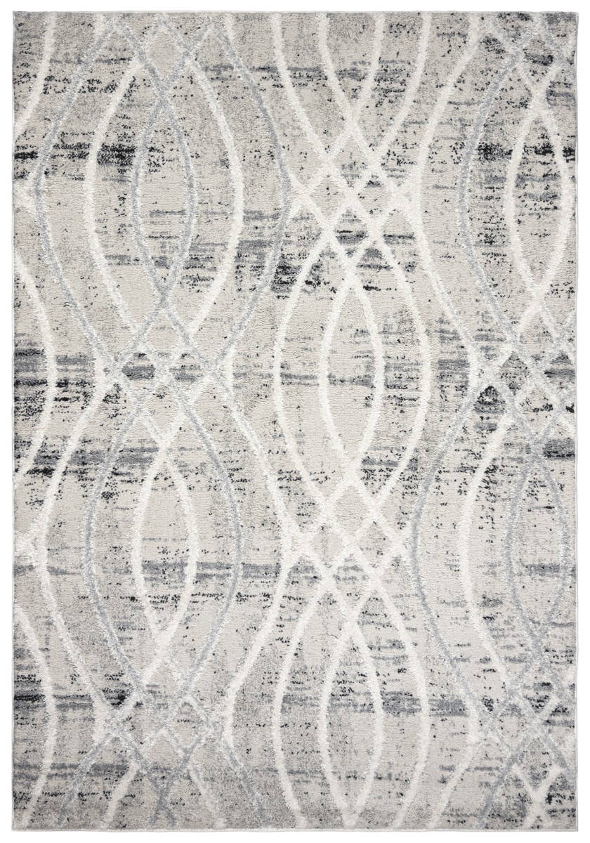 Troya Tapis géométrique moderne, rayures V488C COKME CREAM - crème, gris clair